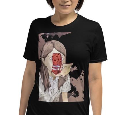 Anime Mädchen Horror Gruselig Ekelhaft Kurzarm Unisex T-Shirt