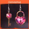 Sweet Shaped Heart Lock And Key Design Acrylic Women Pink Earrings Jewelry