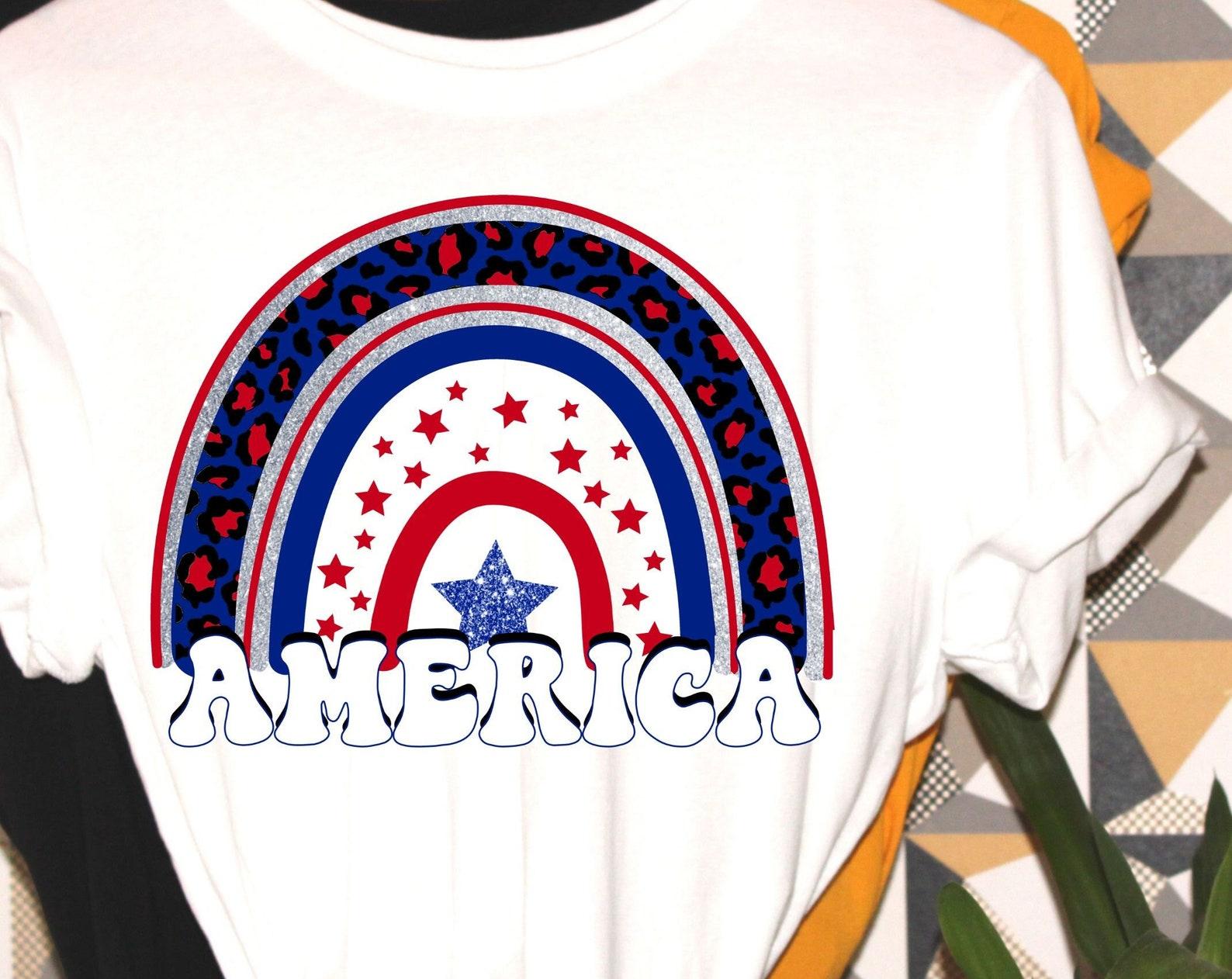 America, patriotic tshirt, America rainbow, America shirt, fun tshirt, patriotic gift M