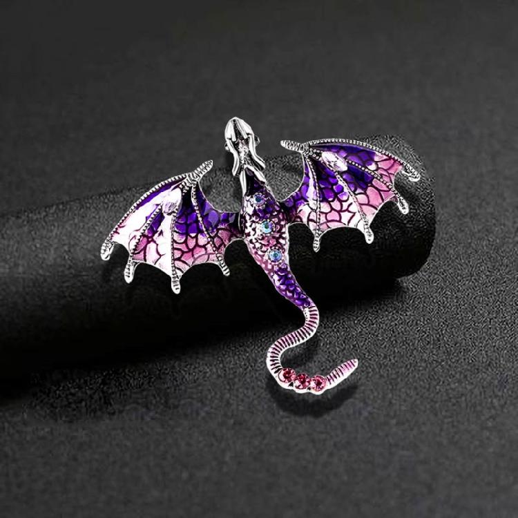 Pterosaur Enamel Brooch Pin Winter Rhinestone Lapel Pin Gothic Winter Jewelry