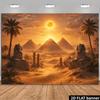 2D Flat Background for an Egyptian-themed Party Banner. Desert Sunset Theme, Including Pyramids.