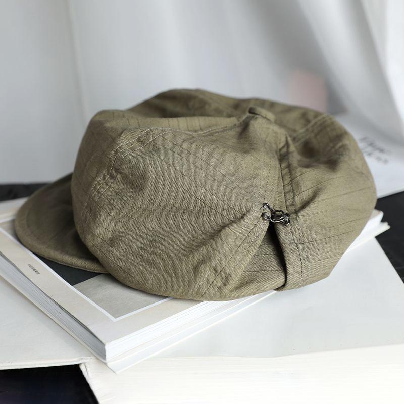 Solid Color Women Beret Hat Summer Cotton Linen Newsboy Octagonal Cap Casual Girls Forward Caps