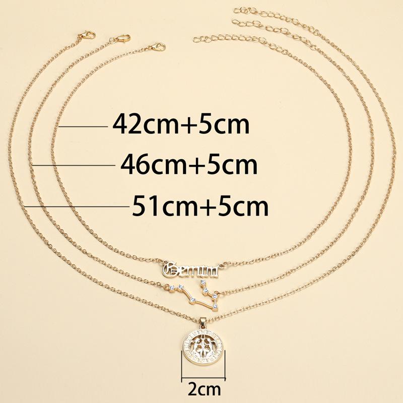 3Pcs Zodiac Sign Necklaces Set For Women 12 Constellation Letter Pendant Chain Choker Birthday Jewelry With Cardboard Card