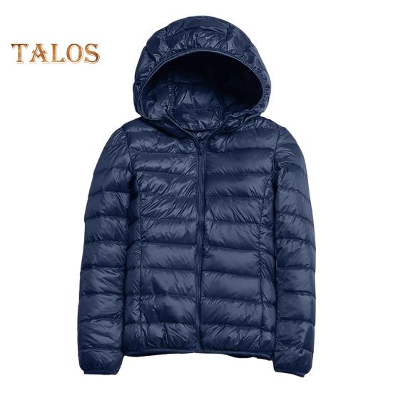 

Женская зимняя куртка-пуховик с капюшоном и карманами на молнии, застегивающаяся на молнию, однотонная, большого размера, верхняя одежда с длинными рукавами, легкая, облегающая куртка M темно-синий