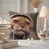 Art cat Cushion Cover Antidustmite Pillowcase Invisible zipper silky short plush Sofa cushion cover