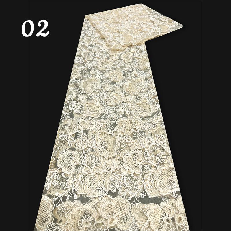 1 Yards Luxury Flower Embroidery Fabric High Quality Tulle Lace Designer Fabric For Diy Sewing Wedding Party Dress Decor