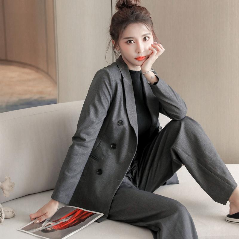 Spring Japanese and Korean Small Suit Suit Women's British Style Wide-leg Pants Suit Two-piece Suit