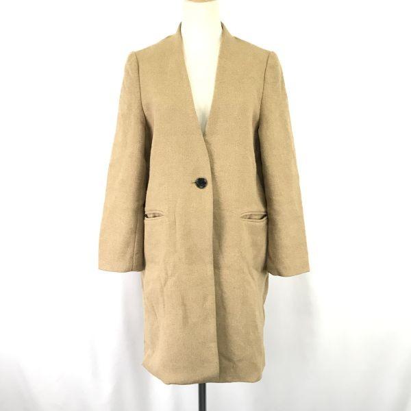 

nano universe No Collar Wool Coat Beige Ladies Free Size M