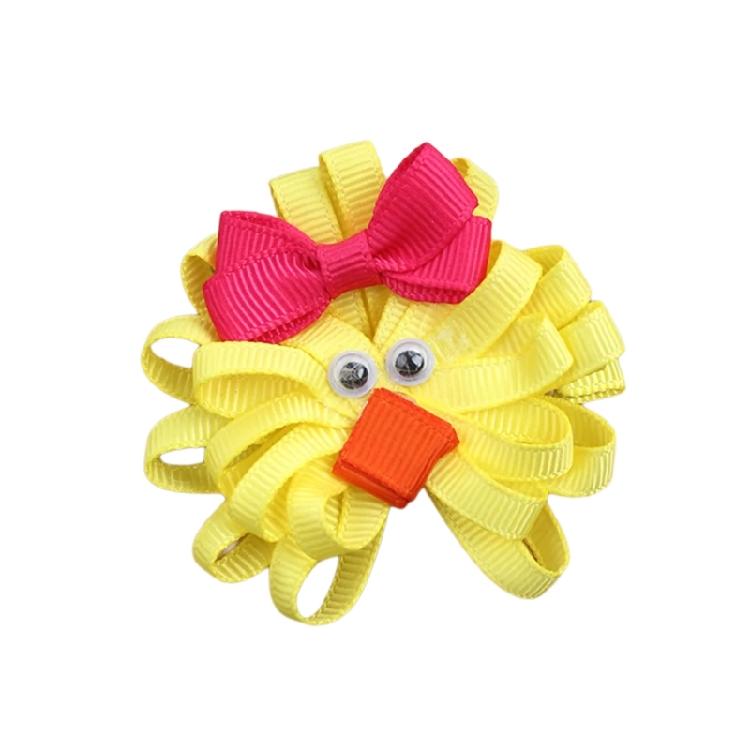 Lovely Hair Barrette Easter Festival Bunnies/Chick Hair Clip with Bowknot For Little Girl and Adult Holiday Theme Headwear