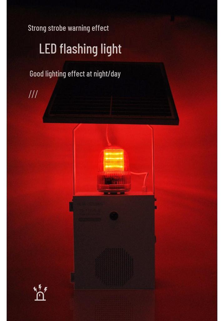 Solar-Powered Alarm & Voice Broadcast Device with Microwave Infrared Sensor for Fire Prevention