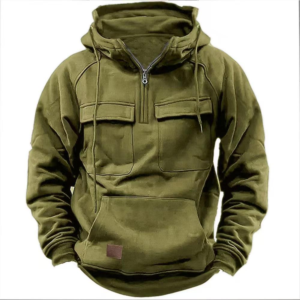 

Gifts Men S Hoodie Solid Color Hoodie Youth Sports Multi Pocket Sweater XXXL армия зеленый