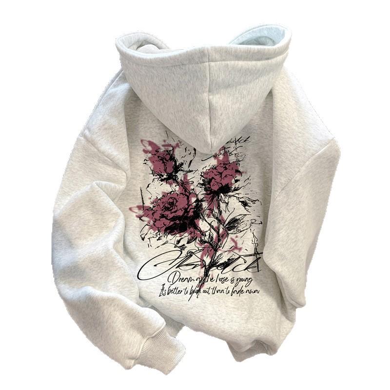 Hooded sweater 2025 new men's trend high-end couple American fleece thickened autumn and winter high street women