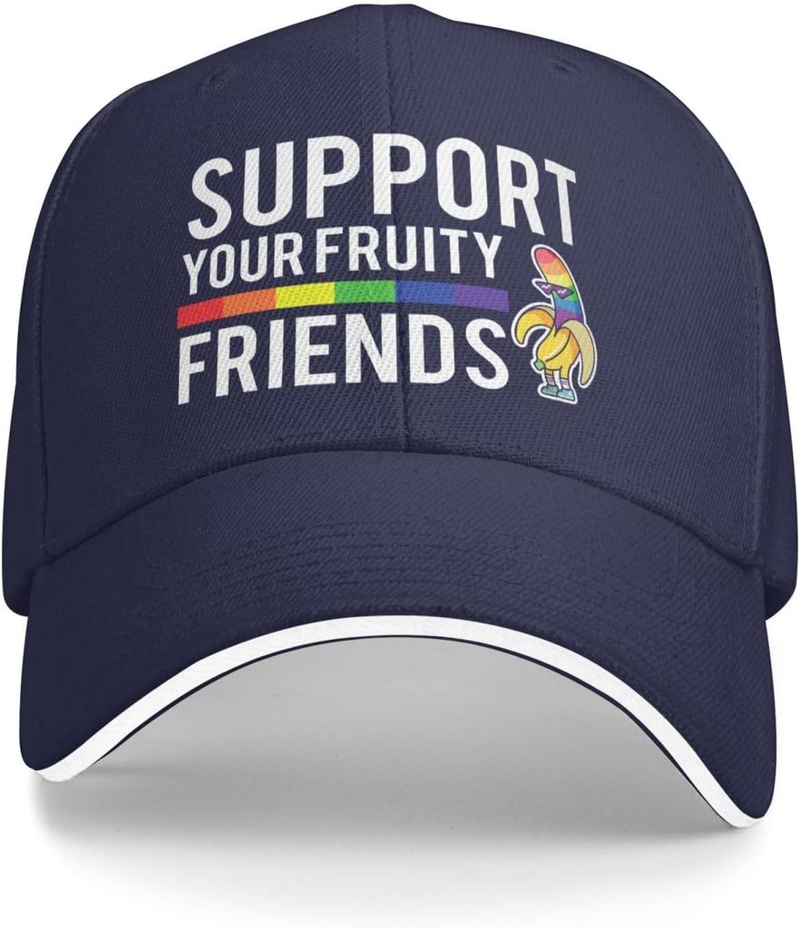 Support Your Fruity Friends LGBT Pride Baseball Cap Polyester Adjustable Casual Summer Hat