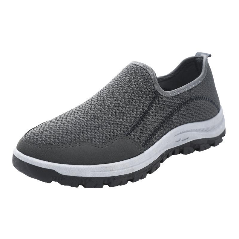 Casual shoes Spring flying woven surface breathable thick sole comfortable low top one pedal sports men's shoes