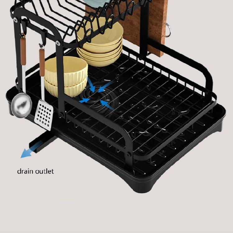 Multiurpose 360° Rotating Kitchen Dish Drying Storage Rack with Double Layer Designs Portable Accessory for Easy Use