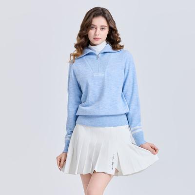 CHALLENGER Women'S Windproof Wide Collar Half-Zip Knit Pullover Blue