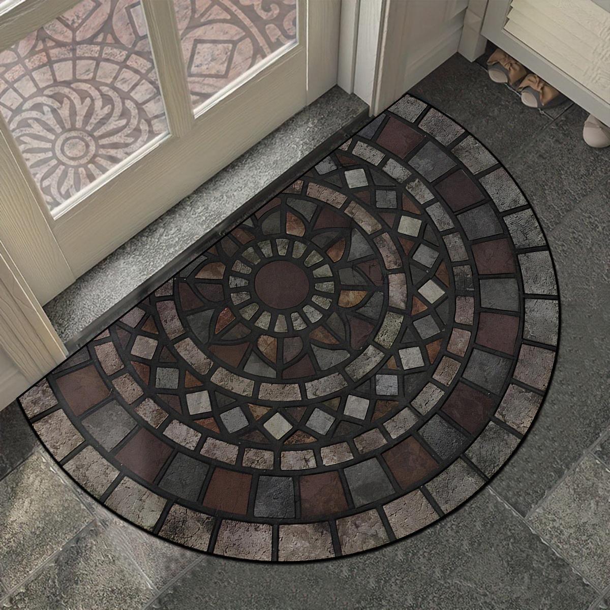 

Килимок для вхідних дверей Пилозахисні килимки для підлоги Півколо Зовнішній килим під камінь Весняно-зелені килими з рослинами Домашній килимок для декору 80*120cm