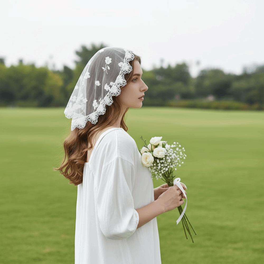 Breathable Flower Embroidery Headscarf Thin Women Lace Bandana Lace Scarf Veil Headbands  Summer