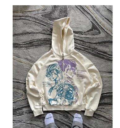 New zipper sweater animation two-color printing hooded cardigan top jacket hot wholesale