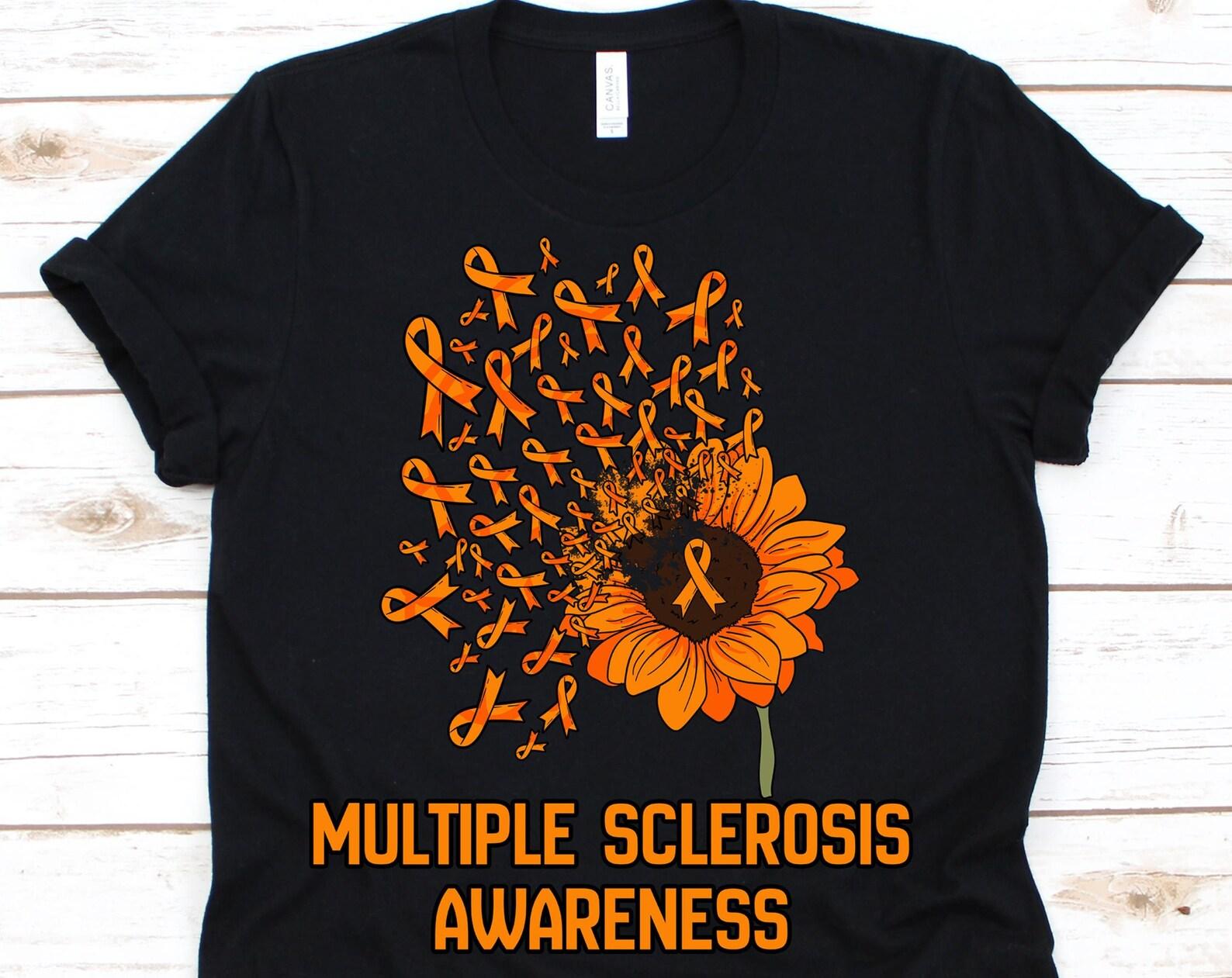 Multiple Sclerosis, Awareness Shirt Shirt, Sunflower, Fighter, Warrior, Flower Multiple Sclerosis Awareness, MS, MS Awareness Gift L