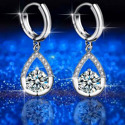 New Temperament Medium and Long Angel's Tears Earrings Imitation Silver Water Drop Zircon Simple Earrings