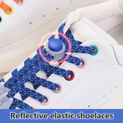 1 Pair Reflective Elastic Laces Sneakers Shoelaces for Sneakers Kids Adult Fast Without Tie Flat Rubber Bands Luminous Shoelace