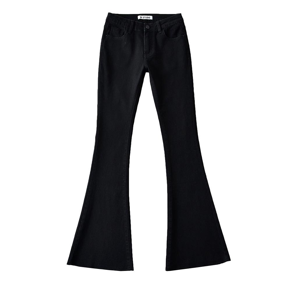 2024 Early Autumn Low-Waisted Slim Fit Flare Jeans for Women with Washed Frayed Hem.