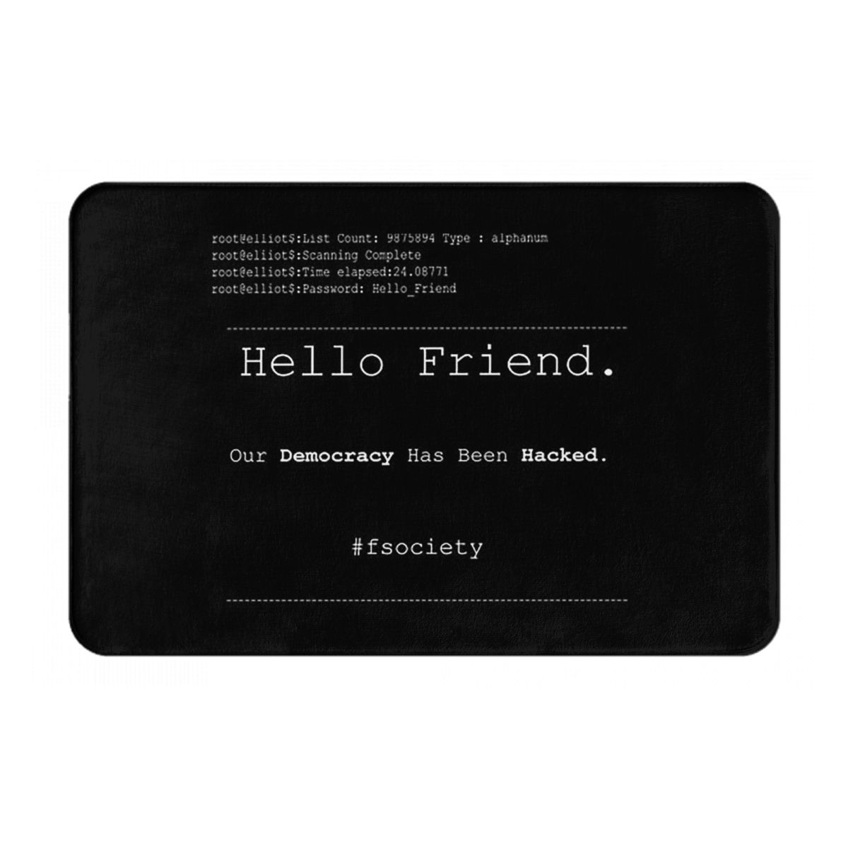 Mr Robot Hello Friend Fsociety Anti-slip Doormat Floor Mat Carpet Rug for Kitchen Entrance  Bathroom Living room Footpad Mats 40cm x 60cm