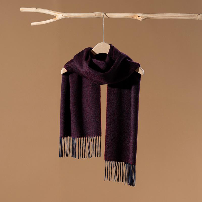 Women's 100% Pure Cashmere Scarf, New Solid Color, Wavy Pattern, Double-Sided Knit, Versatile, Warm Neck Gaiter