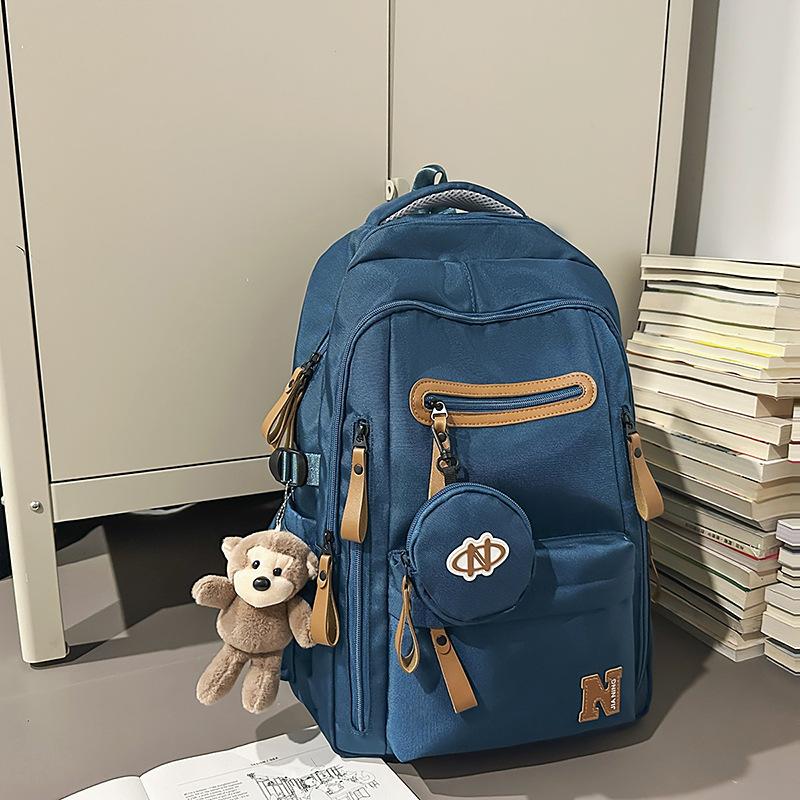 New simple junior high school student schoolbag, the same for men and women, 2025 large-capacity high school student backpack, women's travel backpack
