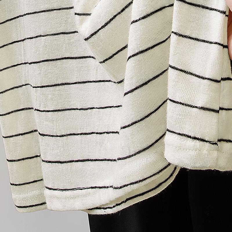 Sybill She Women's 2026 Summer Striped Round Neck Short Sleeve T-Shirt