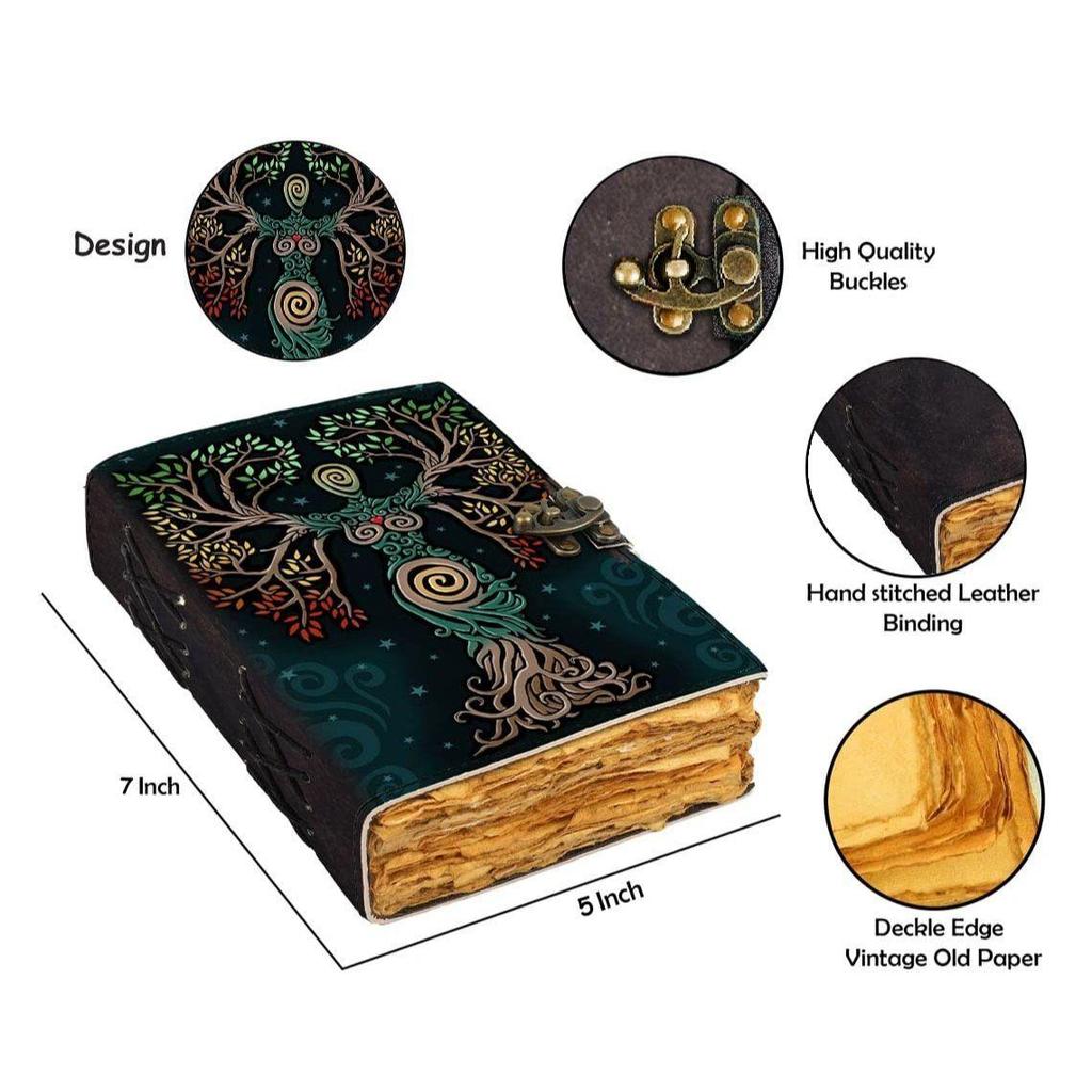 Leather Mother Earth Printed Unruled Personal Notebook Diaries for Office 200 Pages (7" X 5" Inches)