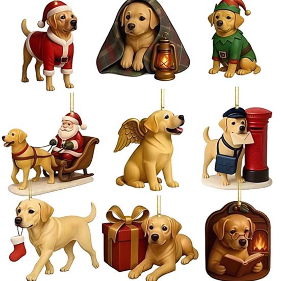 Feiertags-Hängeanhänger 2026 Labrador Adventskalender, 24 Tage 2D Flache Acryl-Hunde-Ornamente Weihnachtsbaum-Dekoration Countdown Sammlerstück