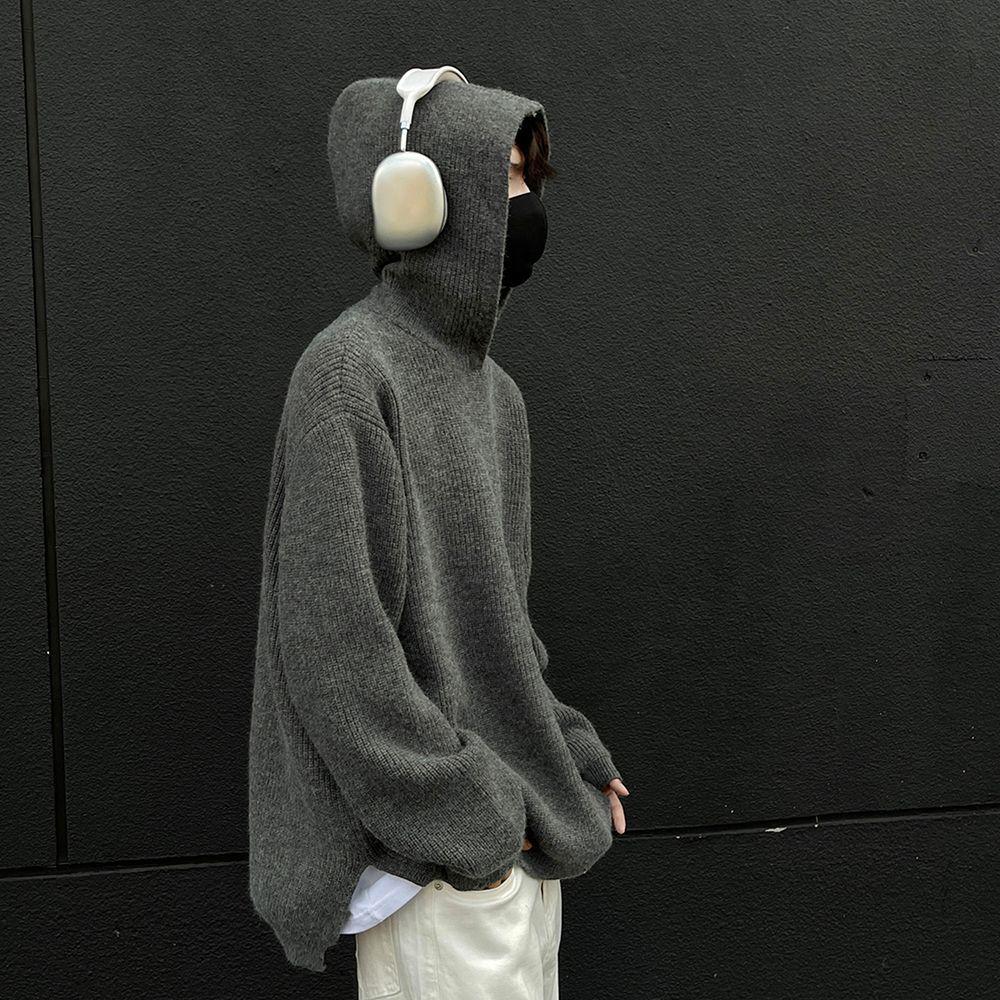 

Мужской вязаный кардиган с капюшоном в стиле ретро - Осень/Зима, унисекс, корейский трендовый стиль Extra Large серый