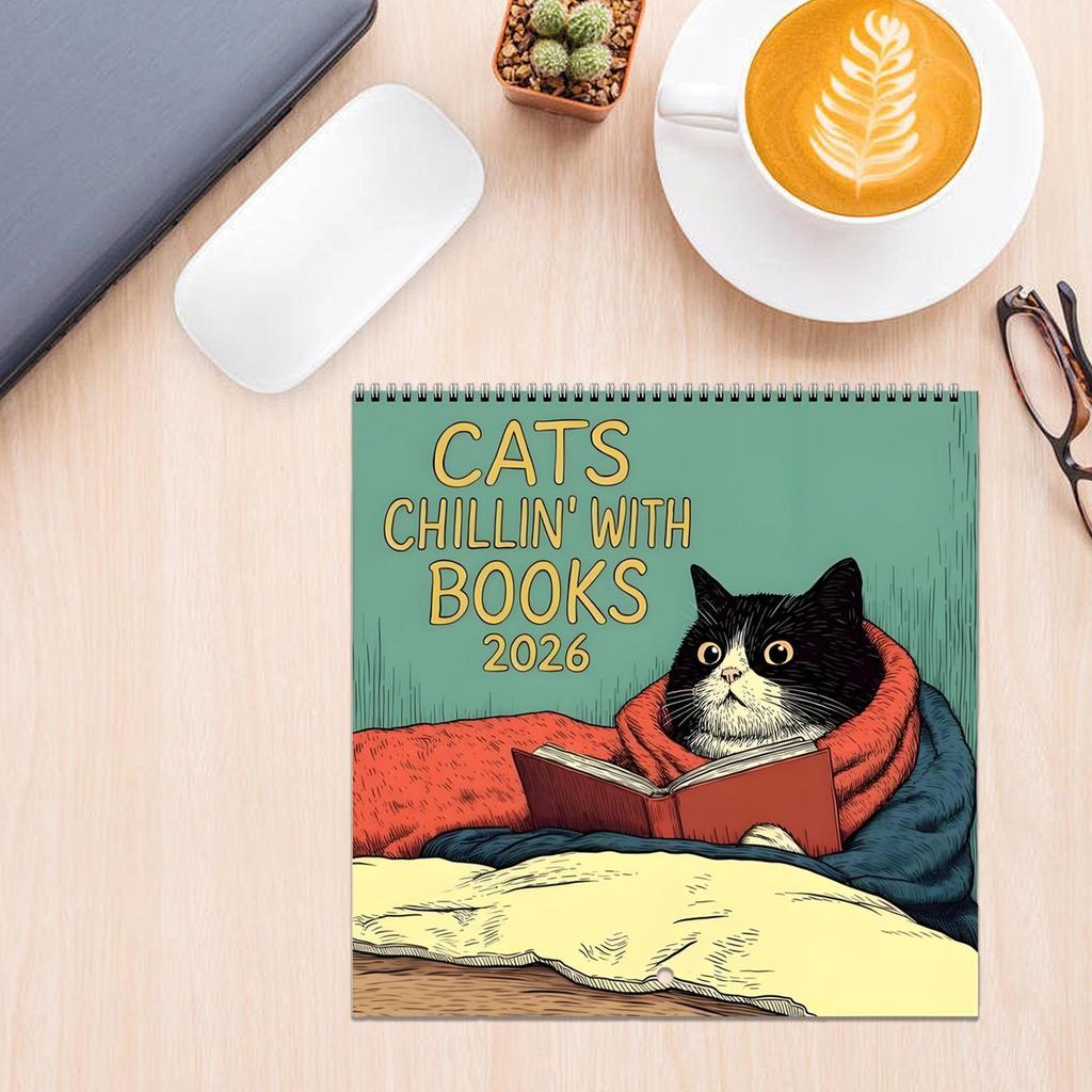 Wall Calendar 2026 12 Month Hangable Cat Design Family Schedule Planner Organizer Calendar for Bedroom Living Room Decor