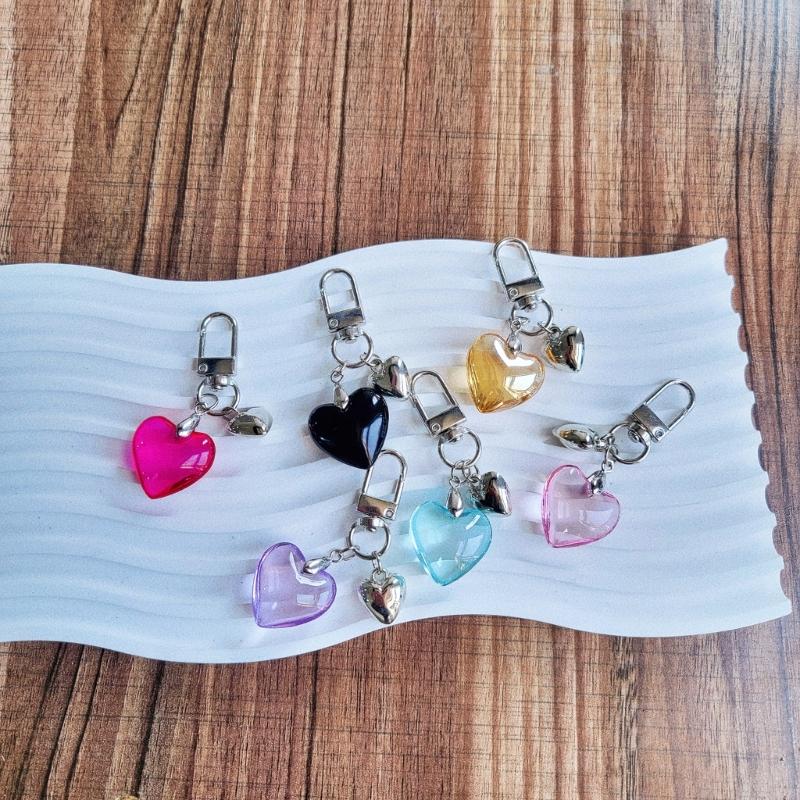 Heart Keychains Handmade Key Jewelry Heart Key Holder Alloy Material Key Ornament Bag Pendant Perfect Gift for Woman Man