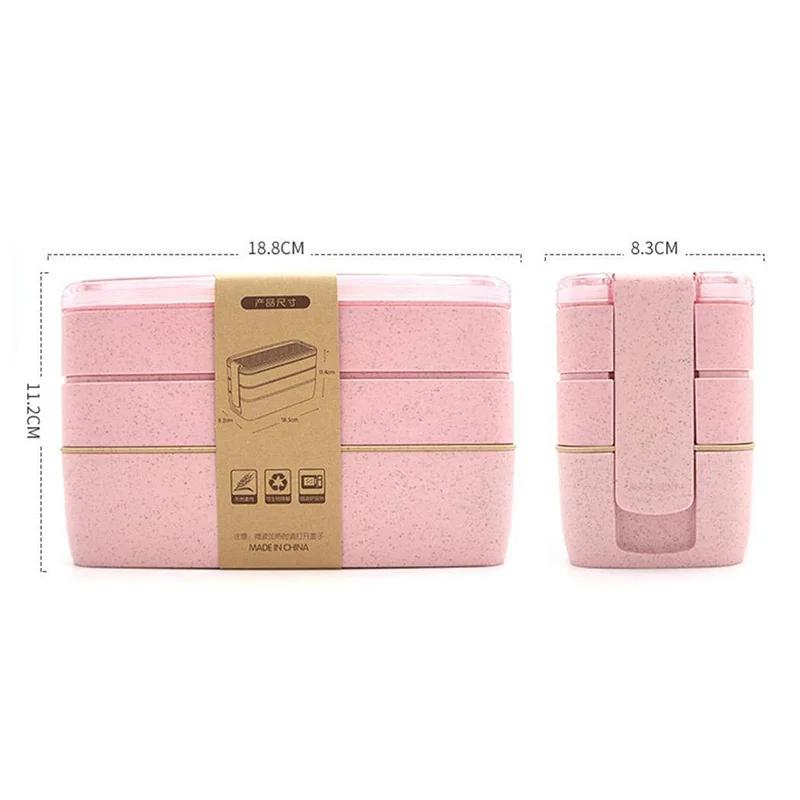 900ml zdravý materiál obědový box 3 vrstvy pšeničné slámy bento boxy mikrovlnná trouba nádobí na skladování potravin obědový box