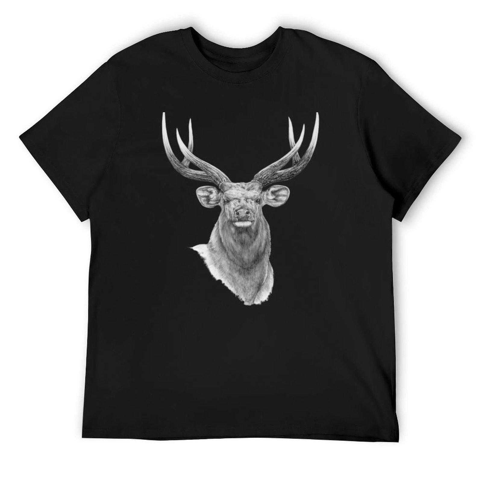 

Sambar Stag Drawing T-Shirt customs design your own quick drying graphic t shirt vintage oversized t shirt men 4XL
