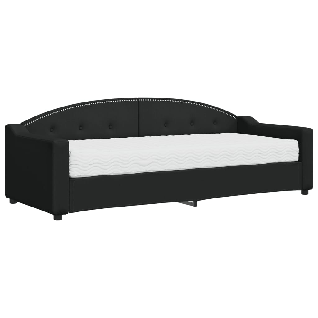 Vidaxl Sofa Z Materacem Do Spania, Czarna, 80X200 Cm, Tkanina