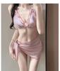 Vintage Bow Strappy Three-Piece Bikini Push-Up Swimsuit - Hot Girl Slim Fit for Small Bust