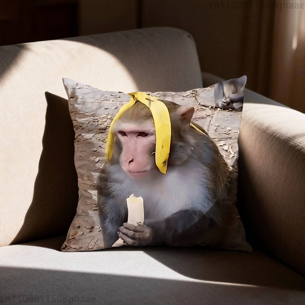 Funny Cute Monkey Pillow Case Sofa Living Room Bedroom Headboard Backrest Cushion Square Cushion Nap Time