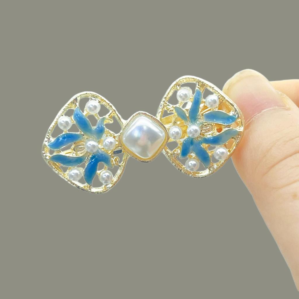 Elegant Blue Cloud Pearl Hairpin with Tassel