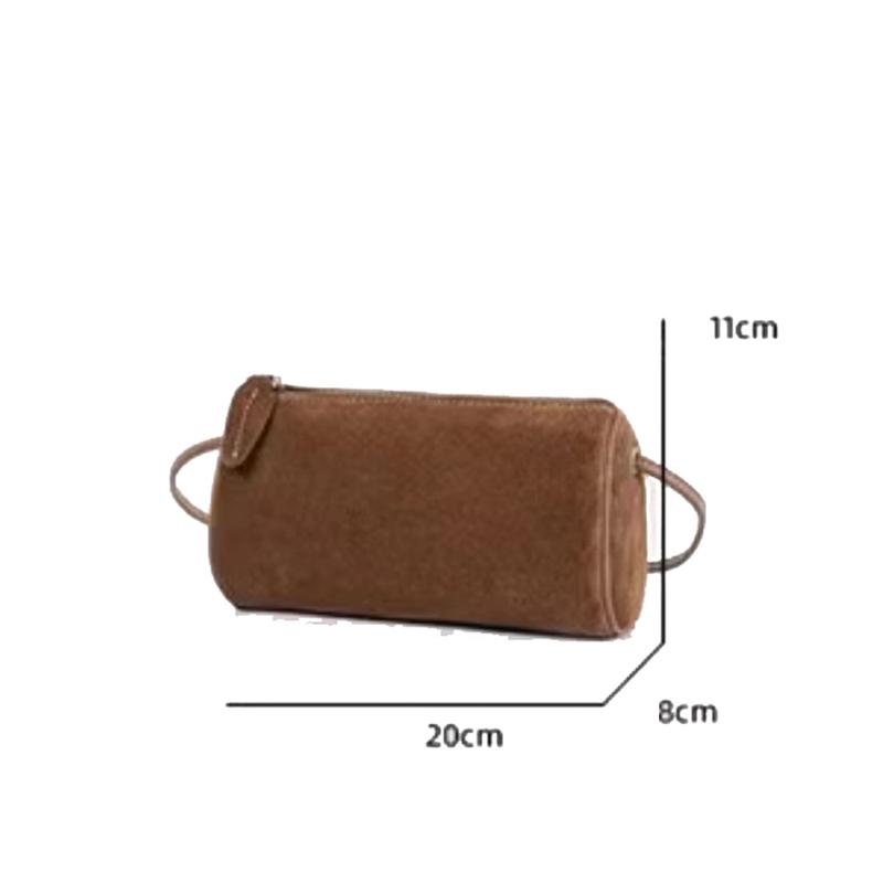 New Niche High-End Simple and Stylish Single-Shoulder Crossbody Matte Pu Pen Holder Retro Cylindrical Women's Small Bag