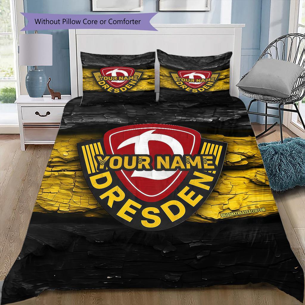 Dynamo Dresden Custom Name Pattern Bedding Quilt Set Quilt Cover Pillowcase Home Birthday Gift(1 * Duvet Cover + 2 * Pillowcase, Without Core)