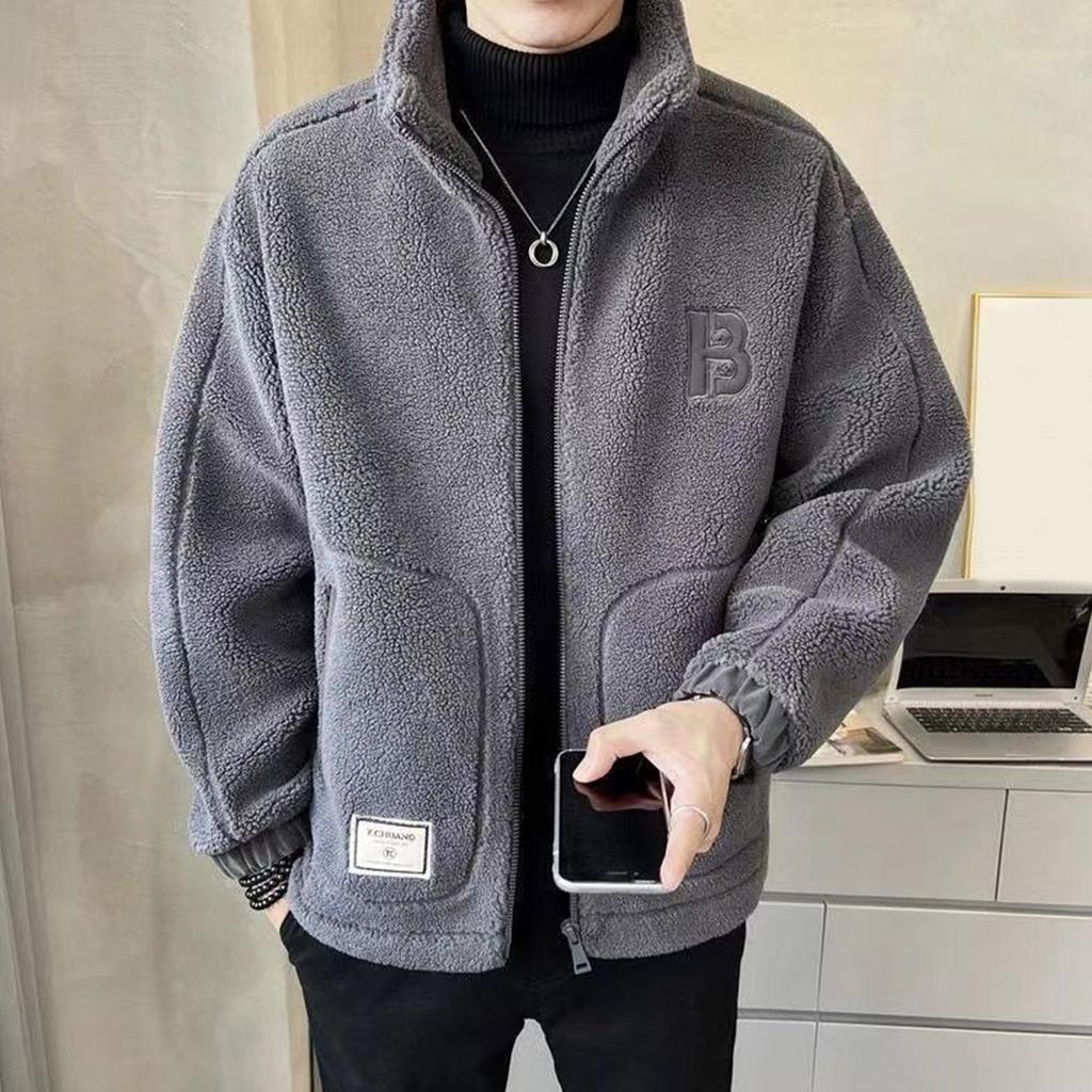 Winter Lamb Wool Cotton Coat With Thick Wool Jacket For Men