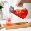 2L Glass Pitcher with Lid - Sturdy Handle & Base For Iced Tea Coffee Juice & Homemade Drinks Hot/Cold Resistant Dishwasher Safe