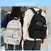 Letter Casual Nylon Backpack With Laptop Pocket For Daily Use And Student Travel