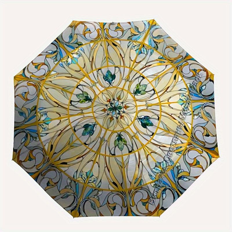 

1pc Stained Glass Mandala Automatic Open/Close Umbrella, Ideal Fan Gift for Birthday, Christmas, Trendy Fashion y250828037