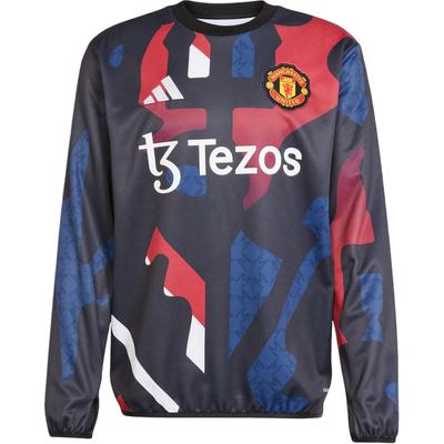 MUFC Koszulka rozgrzewkowa Wygodna koszulka piłkarska z długim rękawem i okrągłym dekoltem Męskie topy Czarno-Czerwono-Han-Jade-Biała JD7145