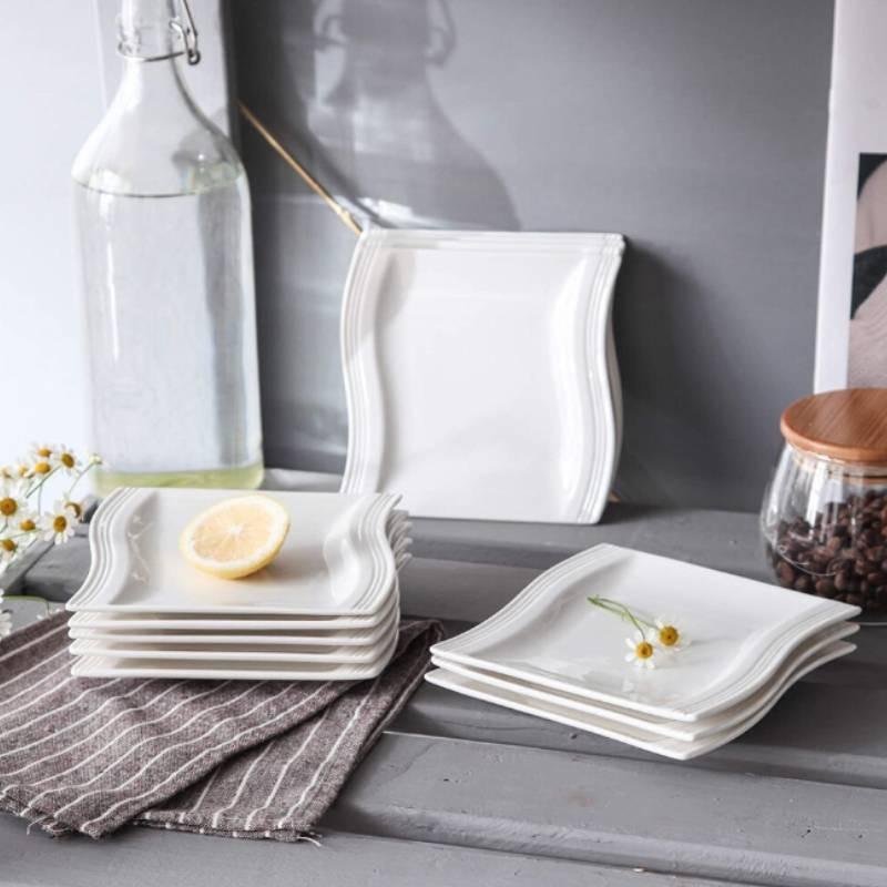 Plates Square Dessert Shape Twist Wave Dinner Serving Plates Restaurant Kitchen